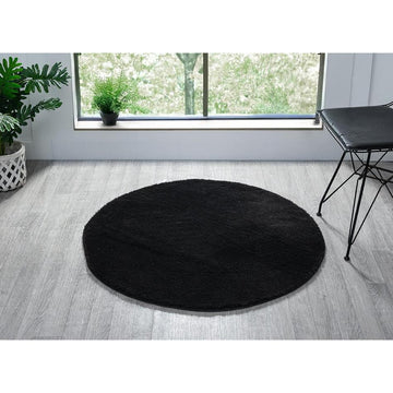 Washable Comfy Plain CMF00 Black Round Rug-Desire Rugs-Rug Love - The Most Loved Rug Store